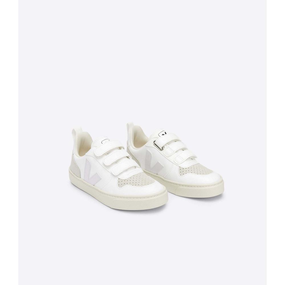 White/Beige Kids' Veja V-10 CWL Sneakers | AU 868EBC